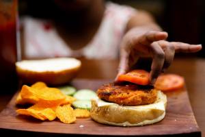 Kodo millet sweet potato burger